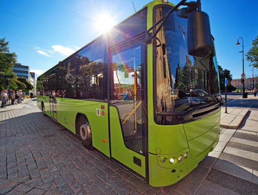 Big green bus, coach