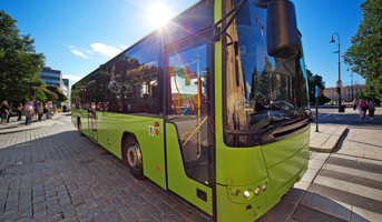 Big green bus, coach